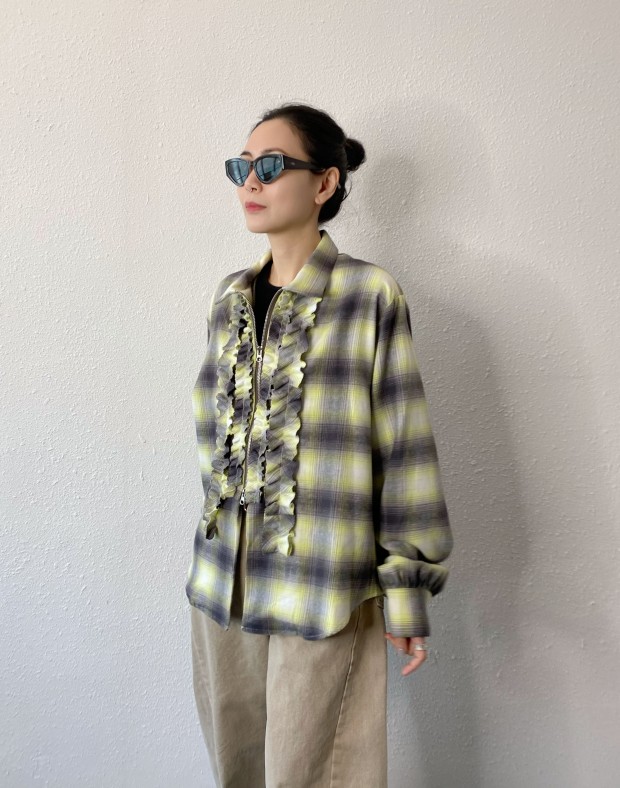 Checker Ruffle Shirt #250207